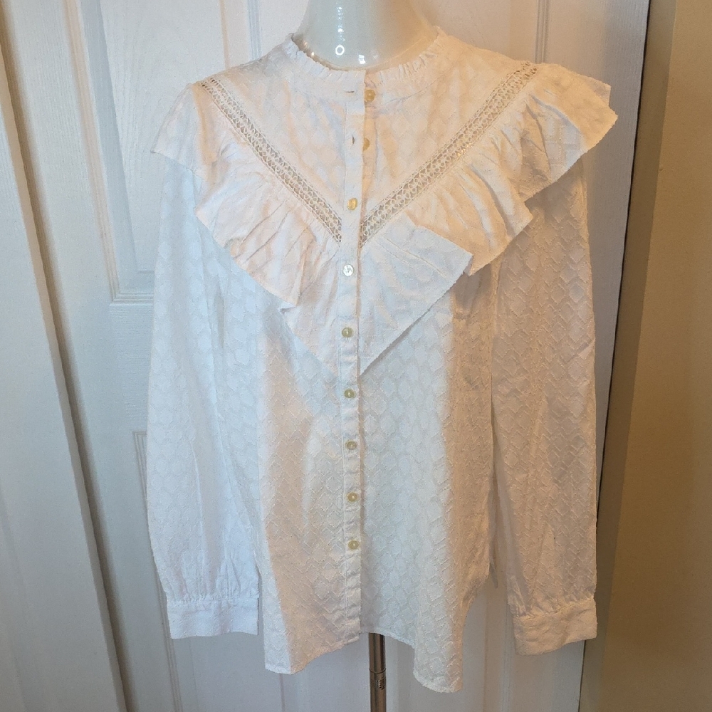 NWOT LOFT White Ruffled Blouse